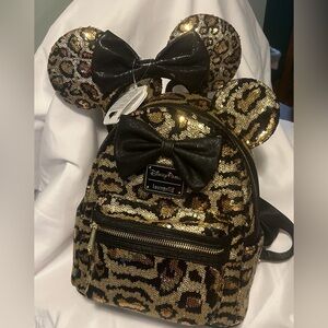 Loungefly Disney Gold and Black Sequin Mini Backpack